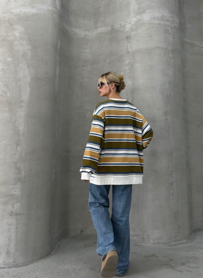 HAKİ ÇİZGİLİ SWEAT