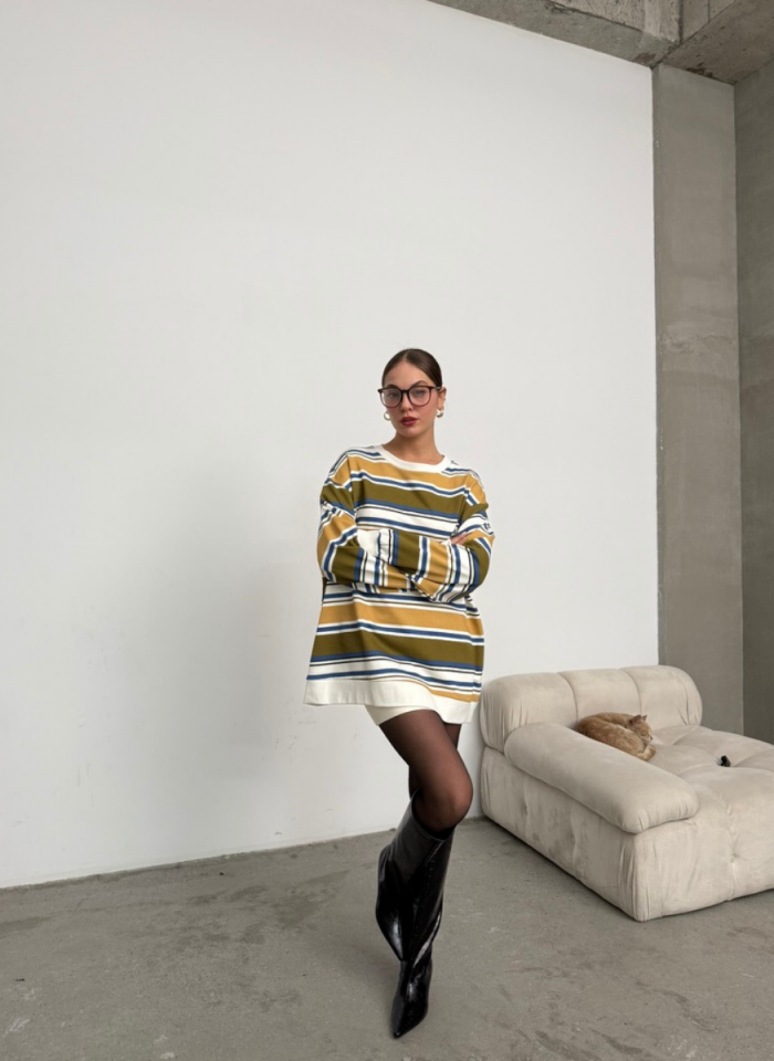 HAKİ ÇİZGİLİ SWEAT