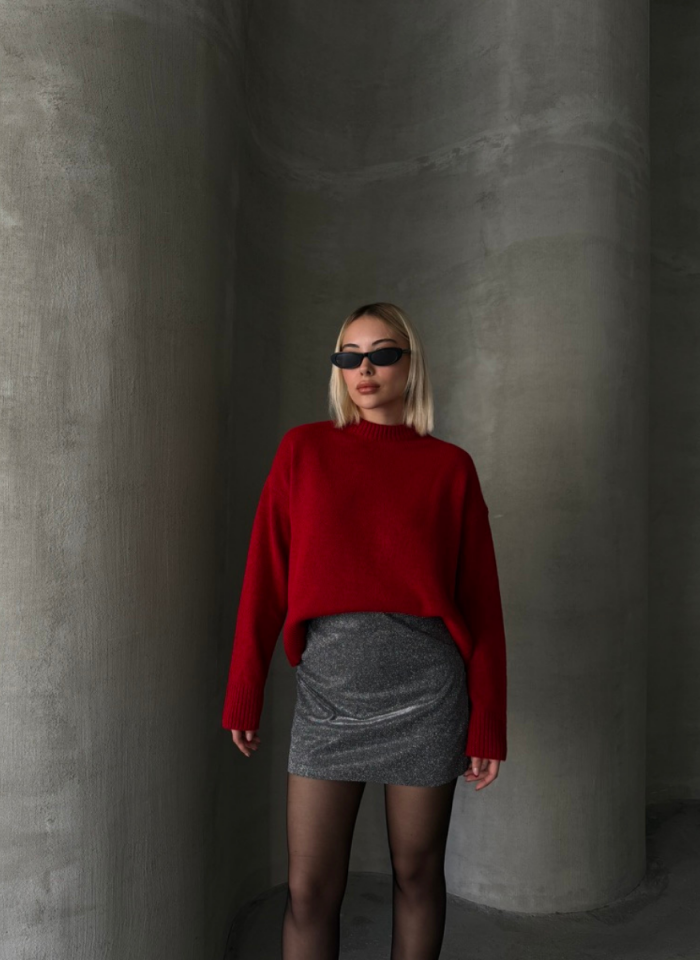 KIRMIZI YUMOŞ KAZAK