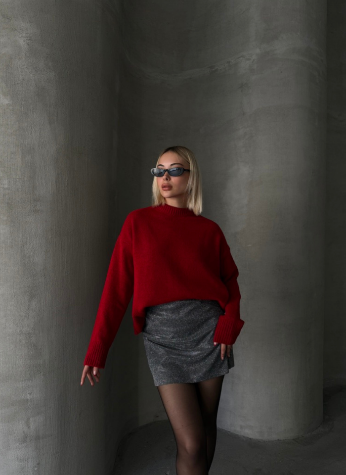 KIRMIZI YUMOŞ KAZAK