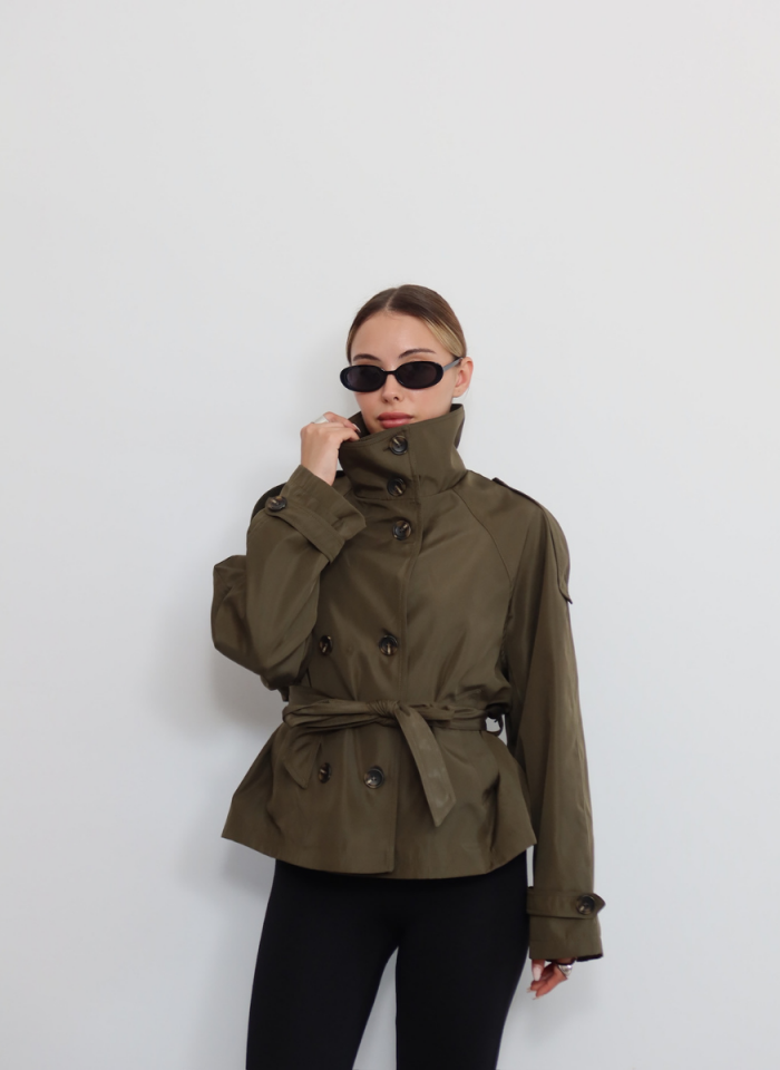 HAKİ DİK YAKA TRENÇKOT