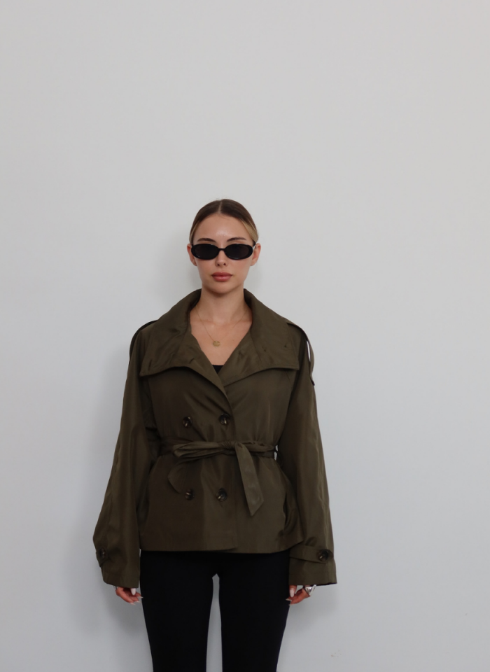 HAKİ DİK YAKA TRENÇKOT