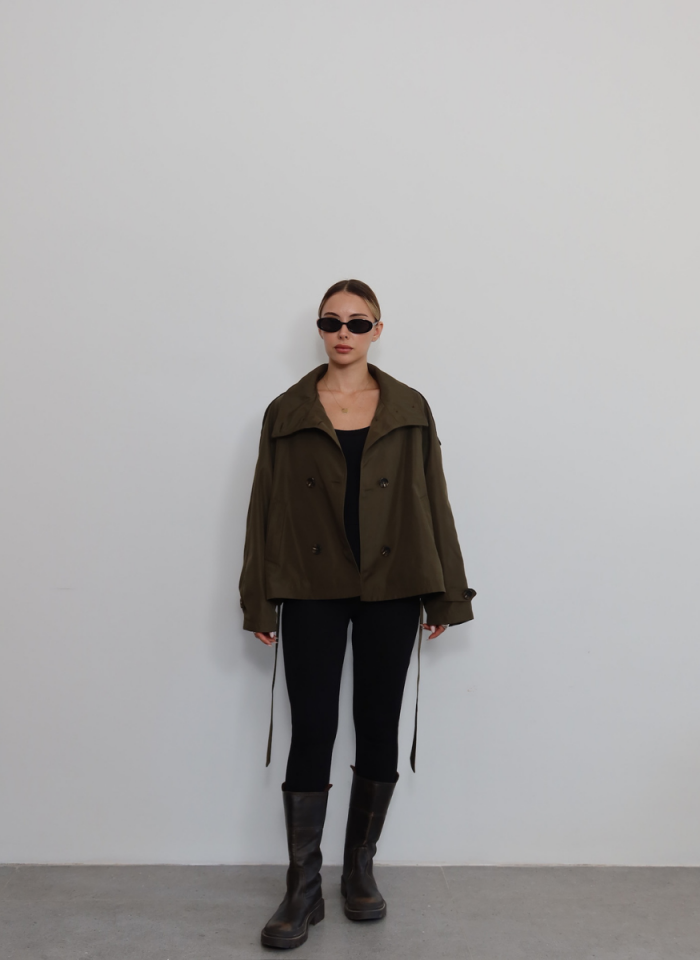 HAKİ DİK YAKA TRENÇKOT