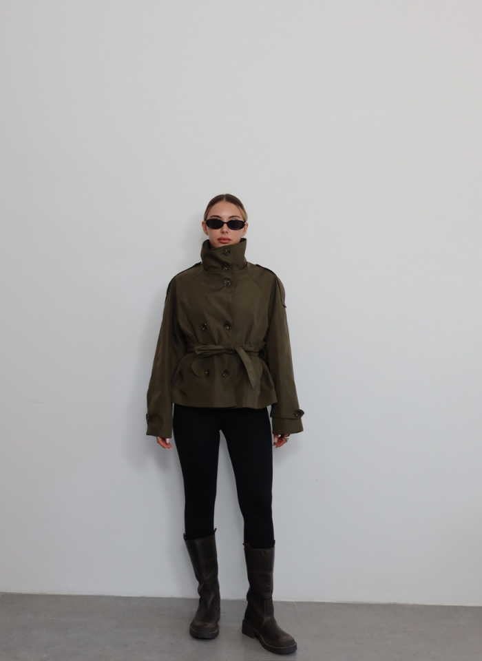 HAKİ DİK YAKA TRENÇKOT