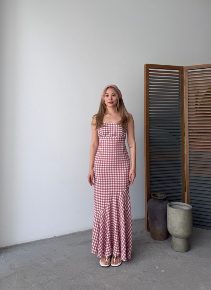 PEMBE EKOSELİ ELBİSE