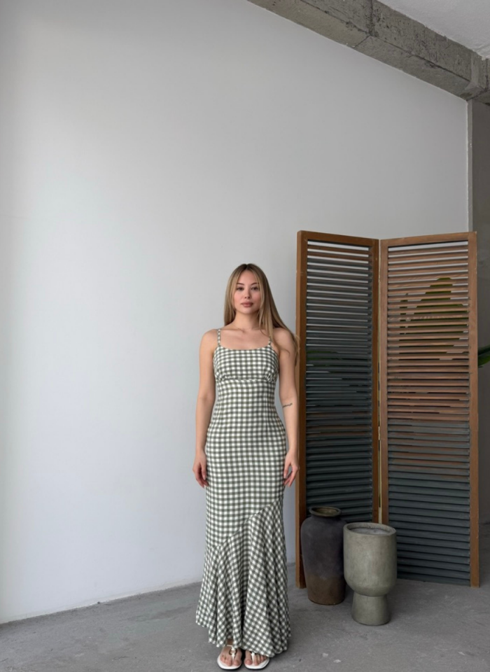 YEŞİL EKOSELİ ELBİSE