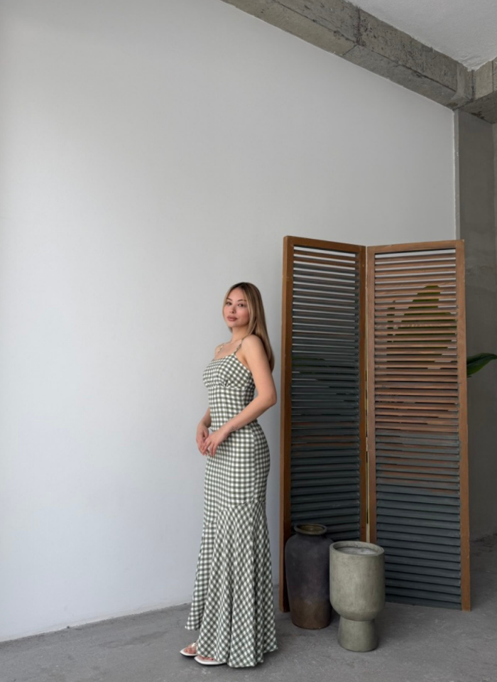 YEŞİL EKOSELİ ELBİSE