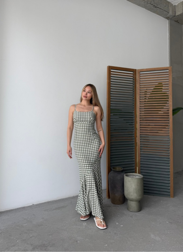 YEŞİL EKOSELİ ELBİSE