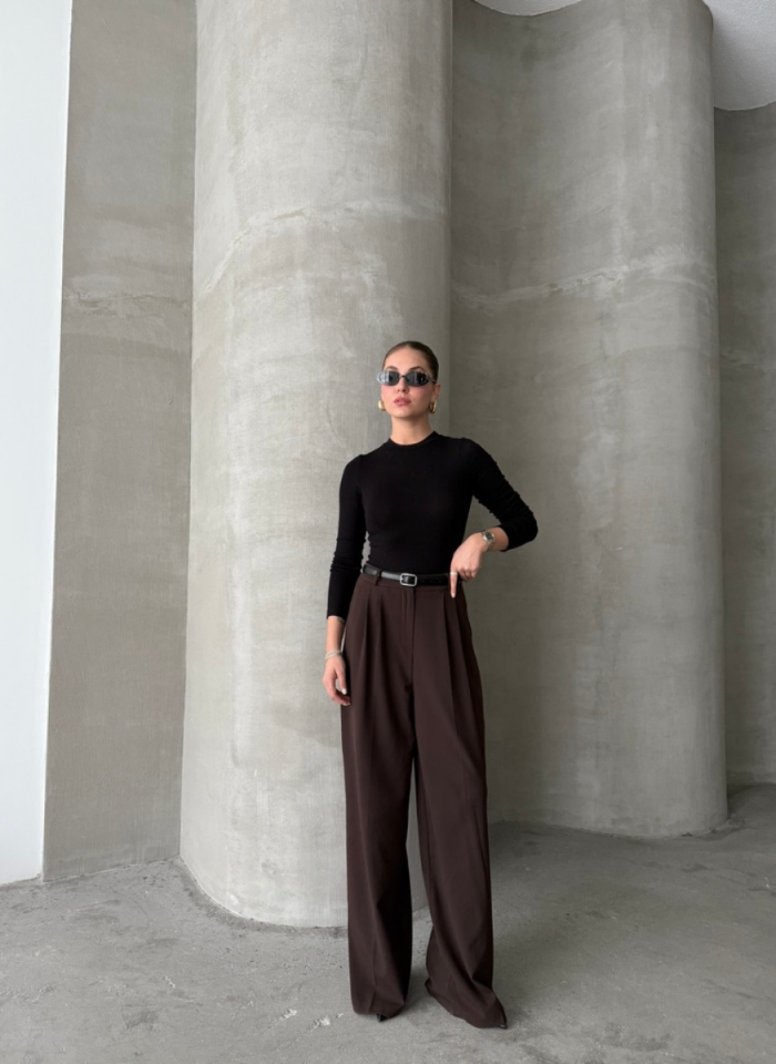 KAHVE PALAZZO PANTOLON