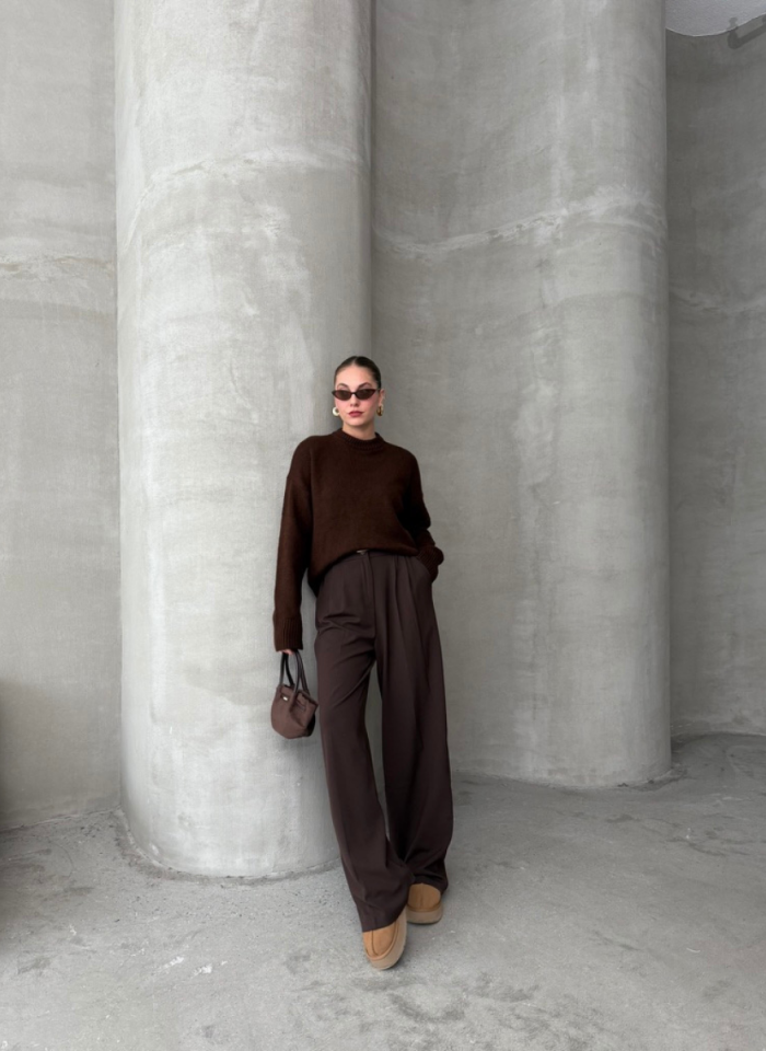 KAHVE PALAZZO PANTOLON