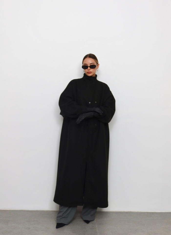 SİYAH OVERSIZE KABAN