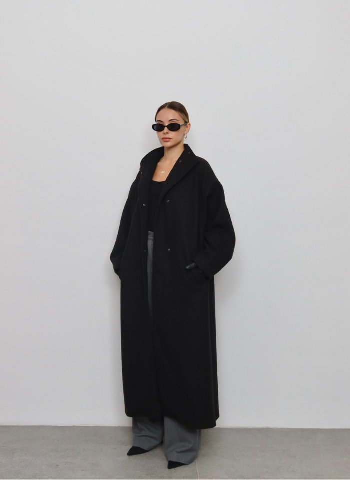 SİYAH OVERSIZE KABAN