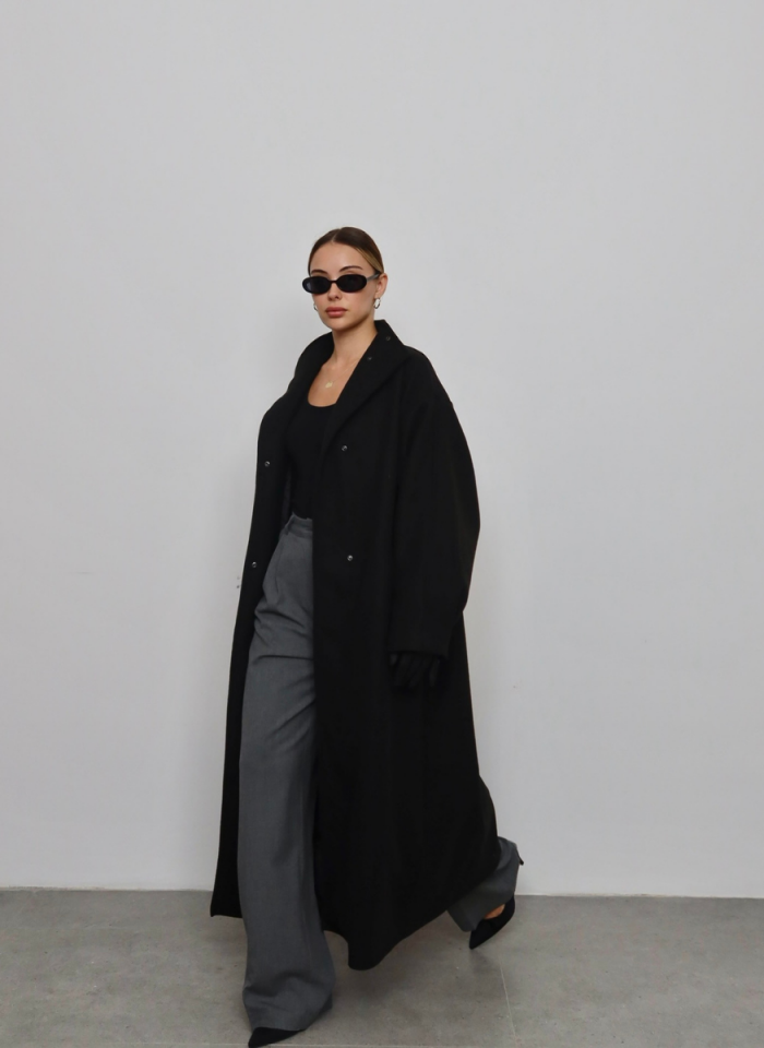SİYAH OVERSIZE KABAN