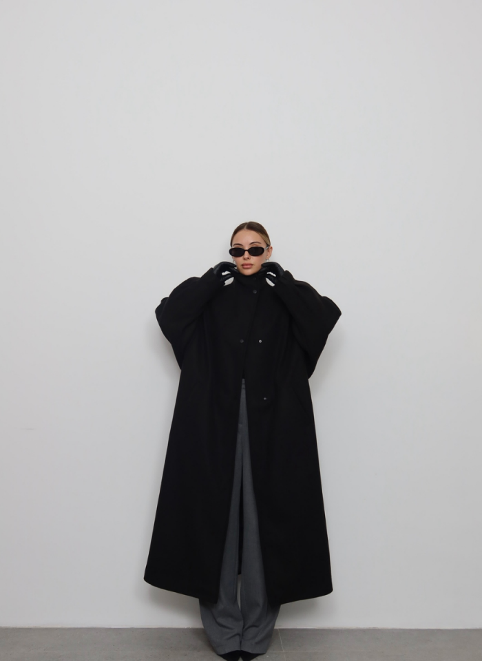 SİYAH OVERSIZE KABAN