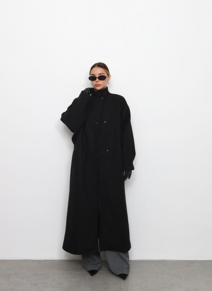 SİYAH OVERSIZE KABAN