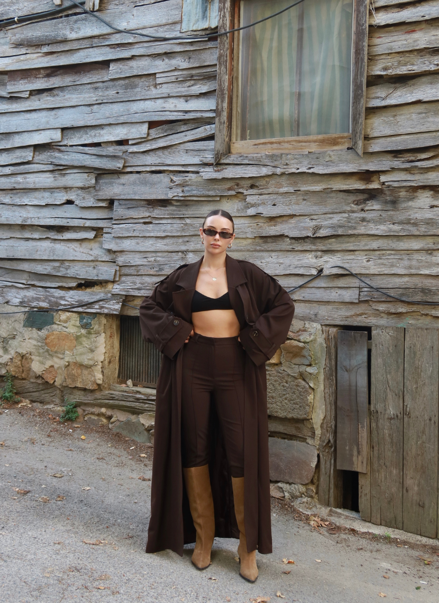 KAHVE OVERSIZE TRENÇKOT