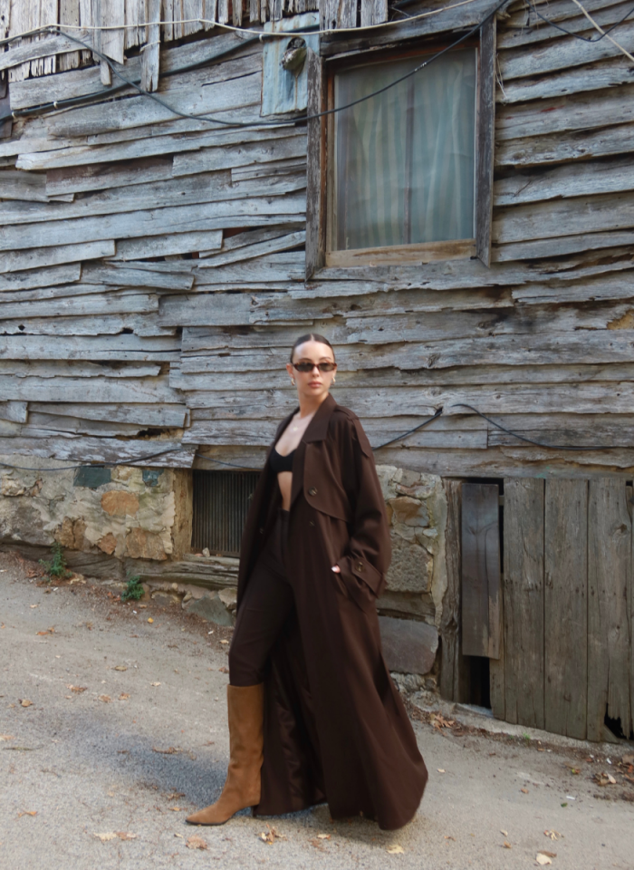 KAHVE OVERSIZE TRENÇKOT
