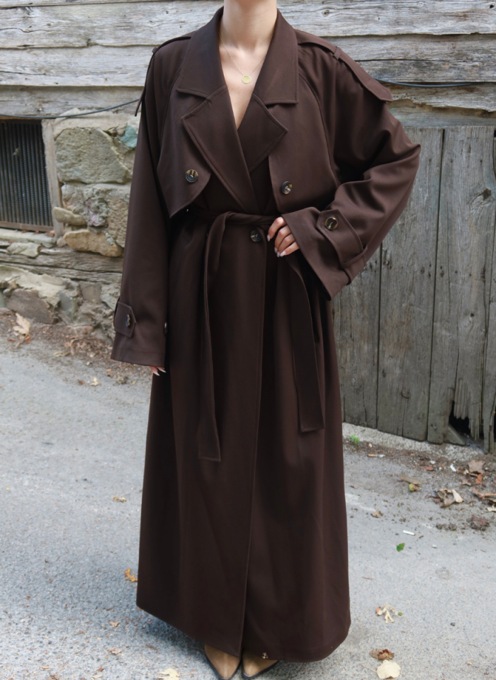 KAHVE OVERSIZE TRENÇKOT