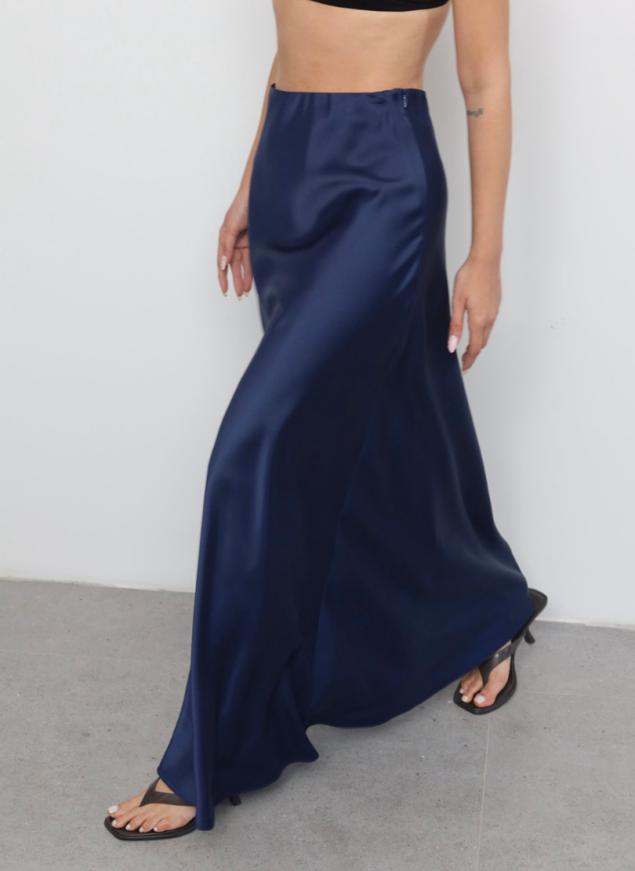 LACİVERT SATEN ETEK