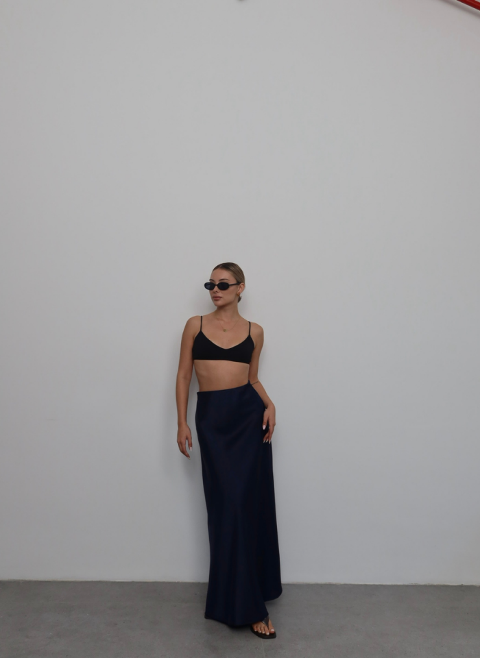 LACİVERT SATEN ETEK