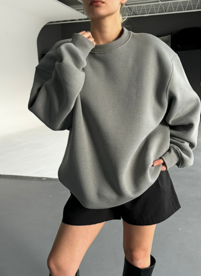 GRİ OVERSİZE SWEATSHİRT
