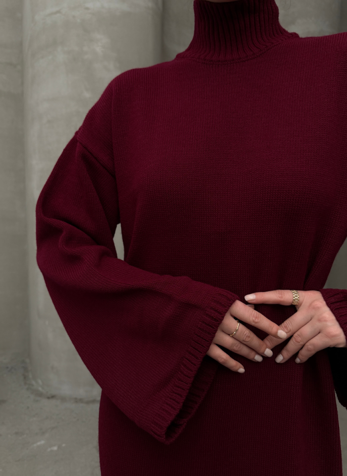 BORDO TRİKO ELBİSE