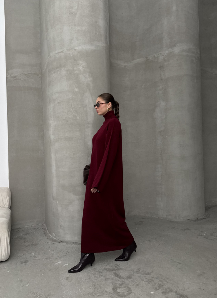 BORDO TRİKO ELBİSE