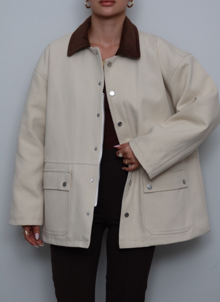 KREM GABARDİN CEKET