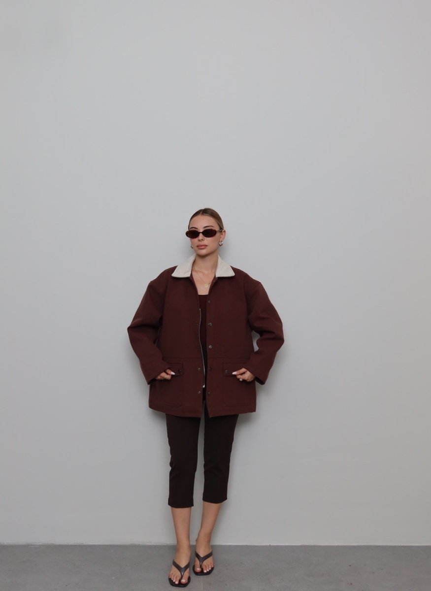 KAHVE GABARDİN CEKET