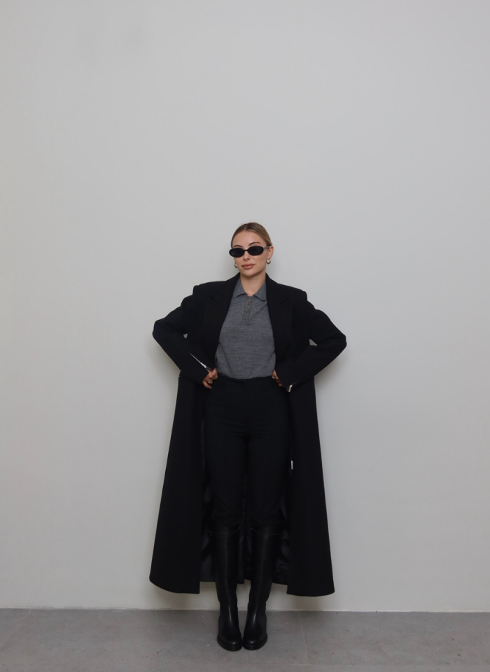 SİYAH ÇIMALI KAPRİ PANTOLON