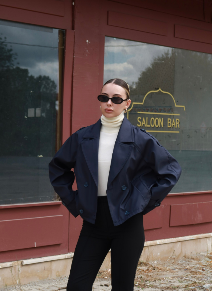 LACİVERT KRUVAZE TRENÇ