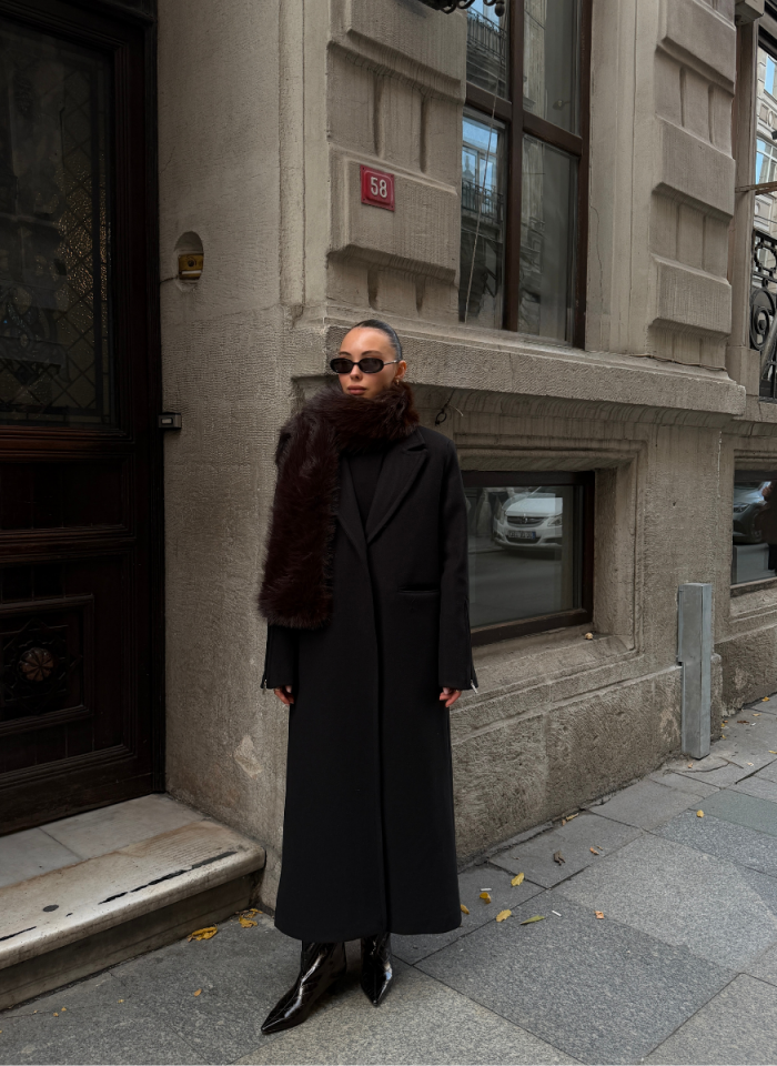 SİYAH FERMUARLI KAŞE KABAN