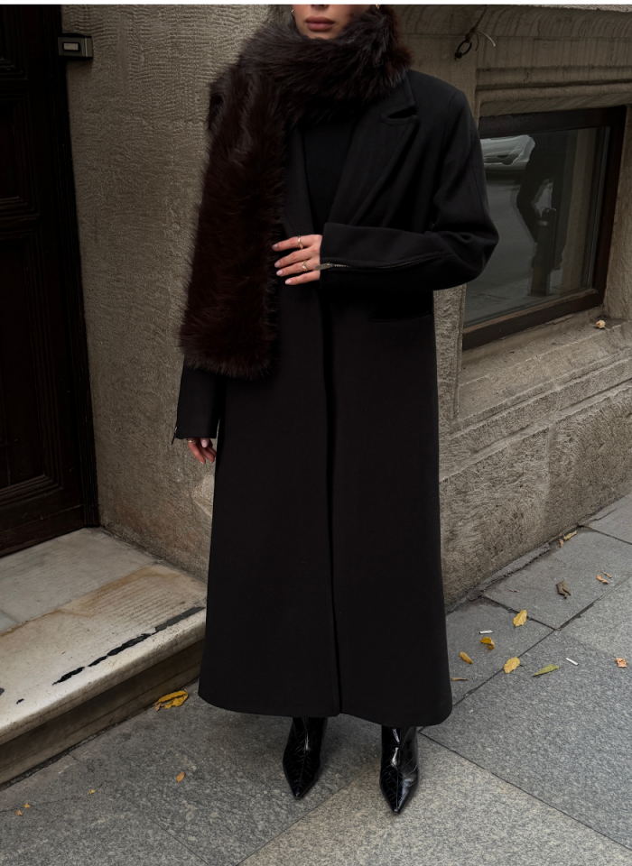 SİYAH FERMUARLI KAŞE KABAN