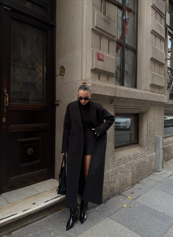 SİYAH FERMUARLI KAŞE KABAN