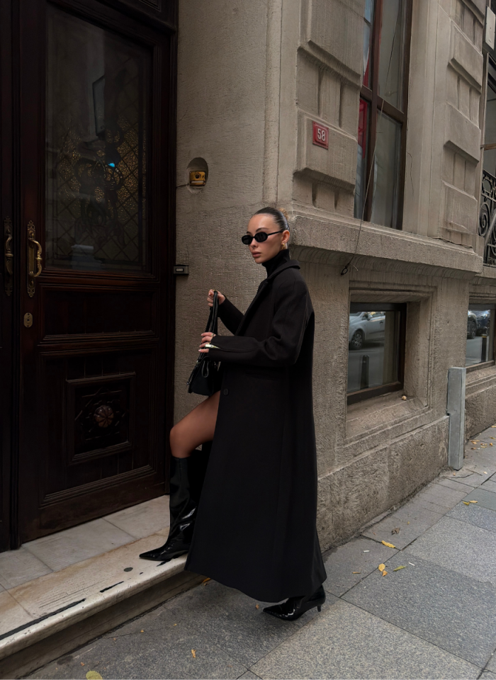 SİYAH FERMUARLI KAŞE KABAN