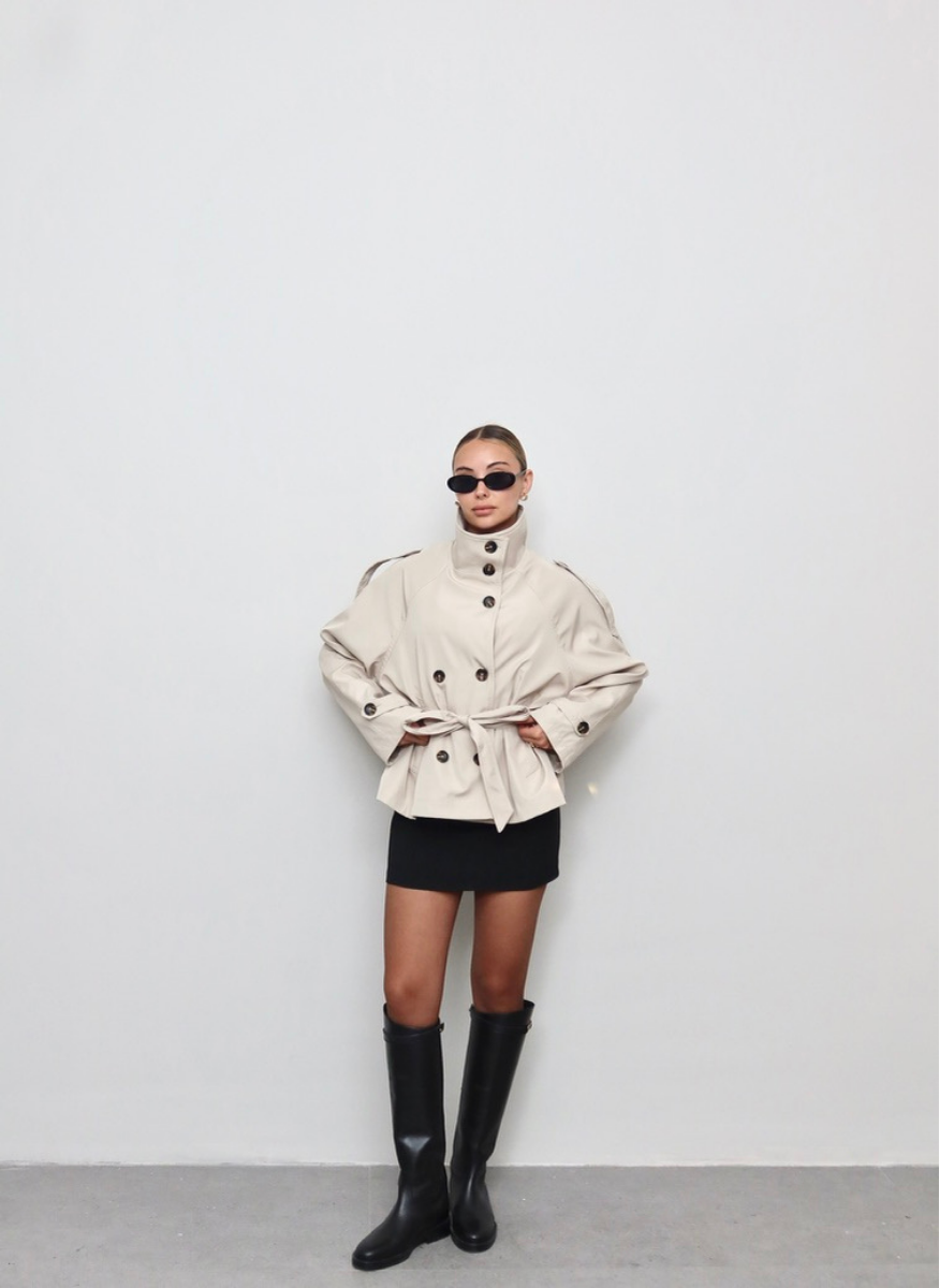 BEJ DİK YAKA TRENÇKOT