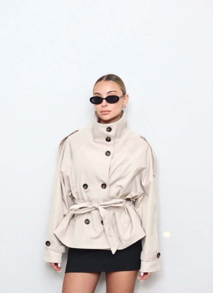 BEJ DİK YAKA TRENÇKOT
