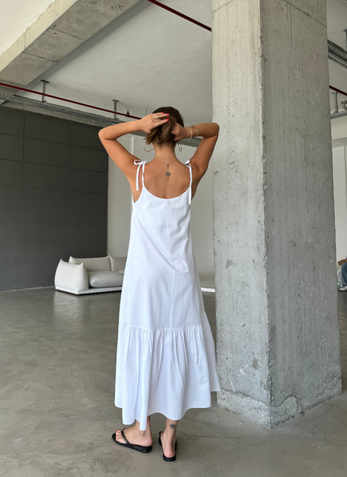 LOWELY BEYAZ ASKILI ELBİSE