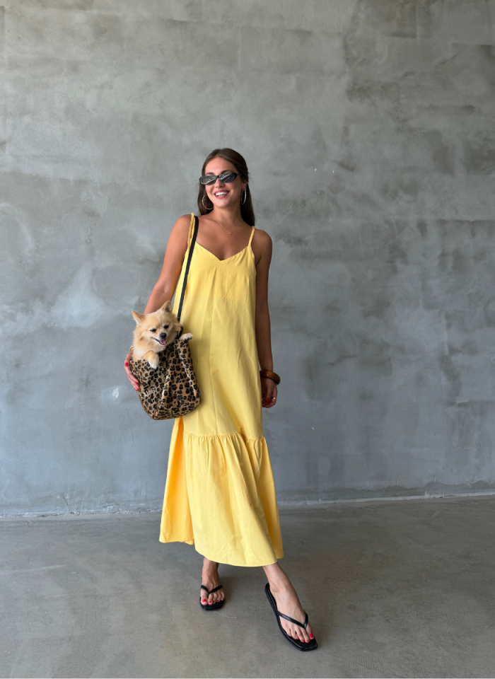LOWELY SARI ASKILI ELBİSE
