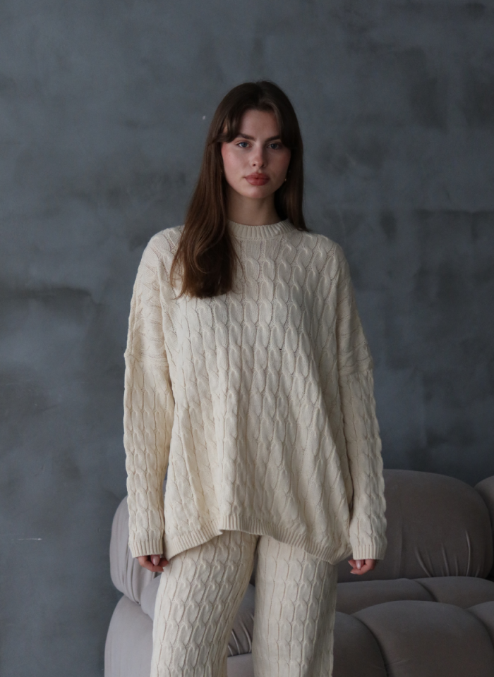 BEJ SAÇ ÖRGÜ TRİKO TAKIM