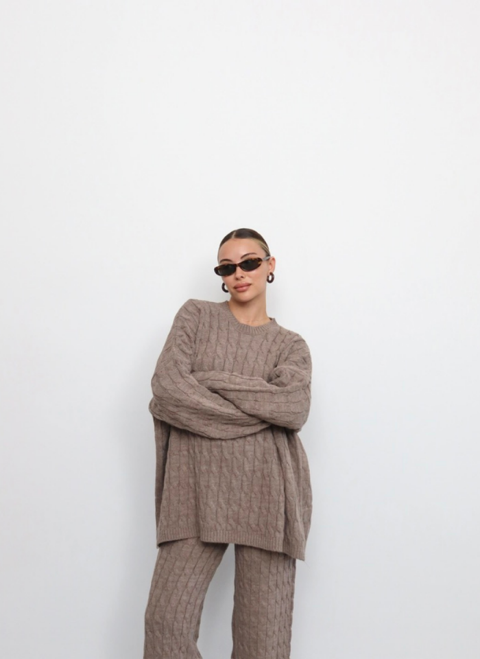 KAHVE SAÇ ÖRGÜ TRİKO TAKIM