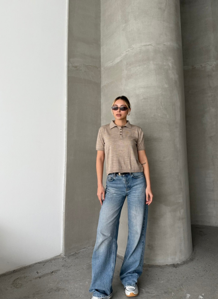 BEJ POLO YAKA İNCE KAZAK