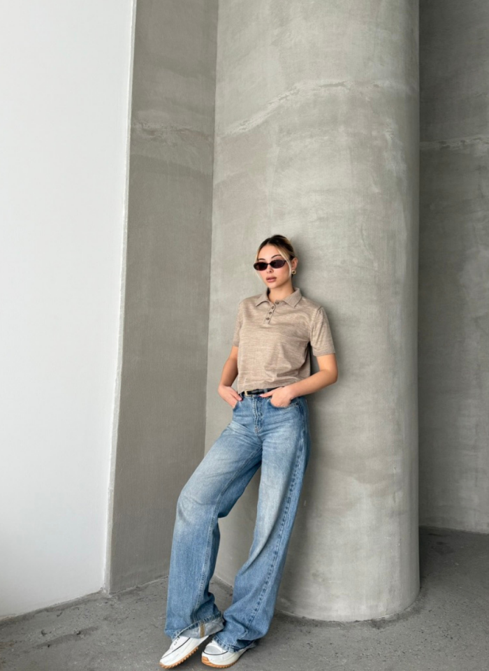 BEJ POLO YAKA İNCE KAZAK