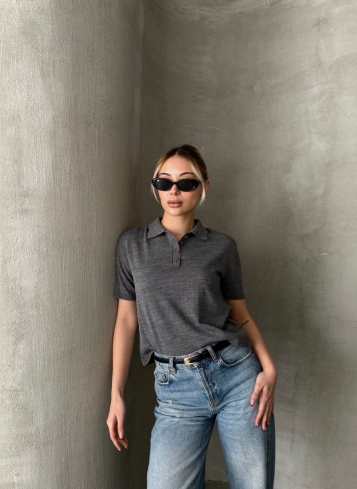 GRİ POLO YAKA İNCE KAZAK