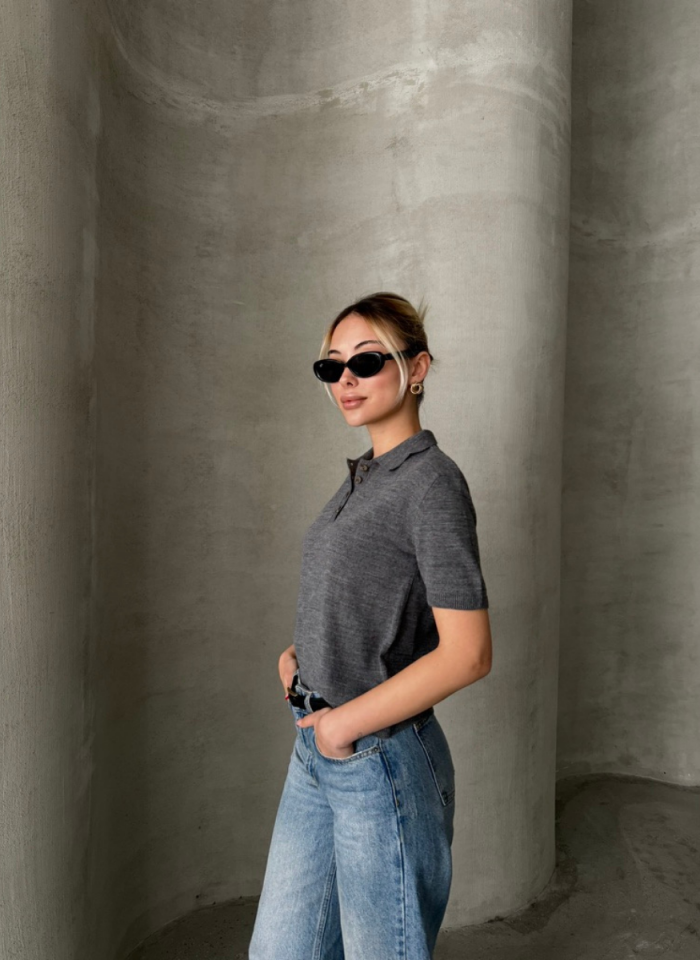 GRİ POLO YAKA İNCE KAZAK