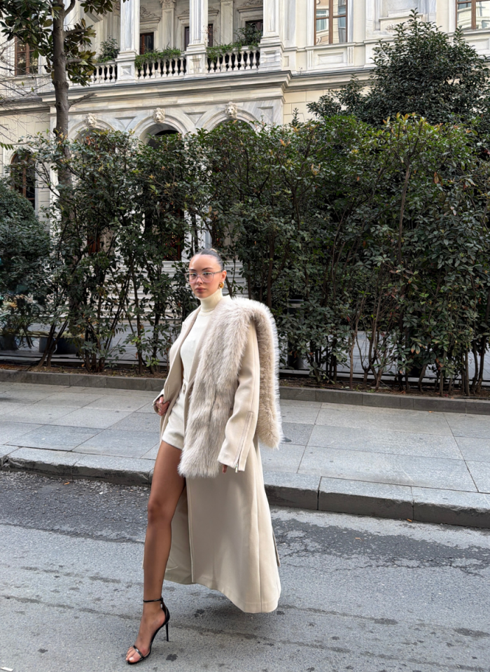 BEJ SUNİ KÜRK ATKI