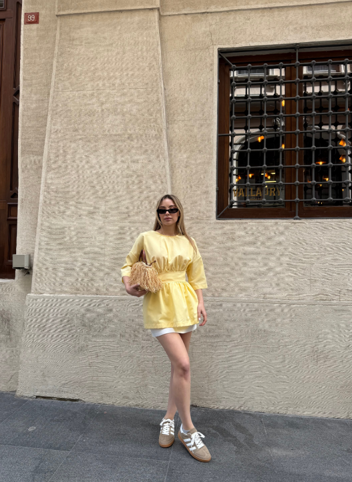 SARI POPLİN GÖMLEK