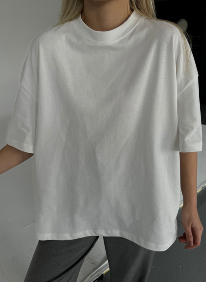 BEYAZ OVERSIZE BASIC T-SHIRT