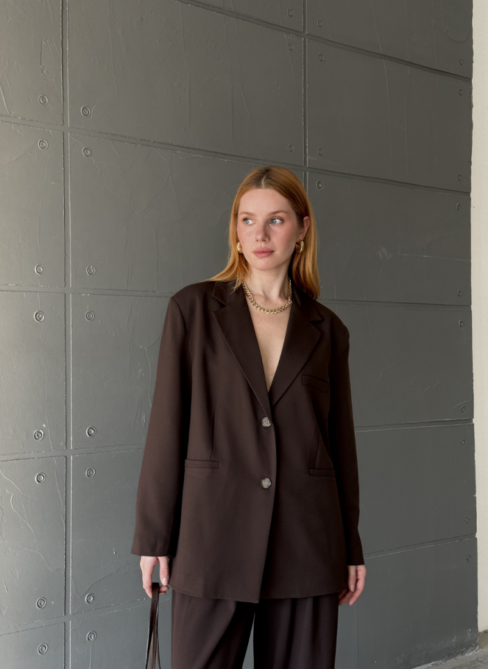 KAHVE OVERSİZE CEKET