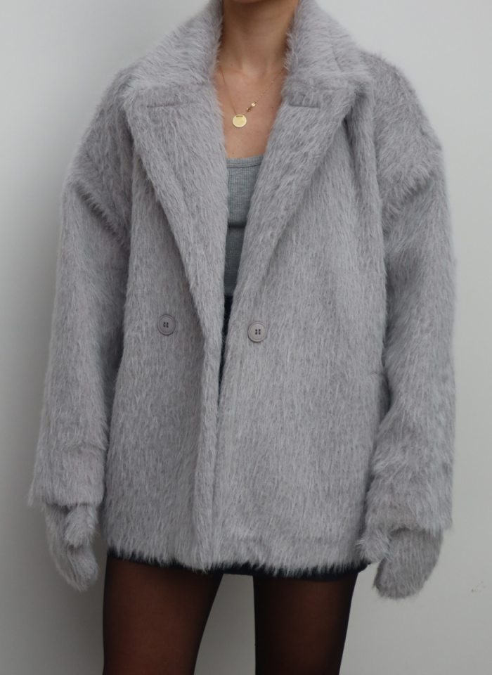 GRİ KAŞE ELDİVEN DETAYLI KABAN